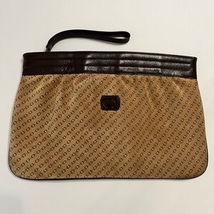 Carriage Court Brown and Black Suede Clutch Bag